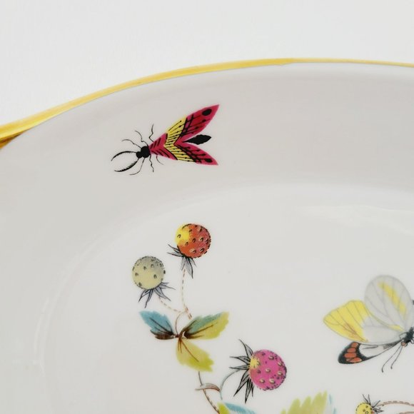 Royal Worcester Strawberry Fair Gold Trim Oval Baking Dish Size 9 Butterflies - Picture 13 of 15
